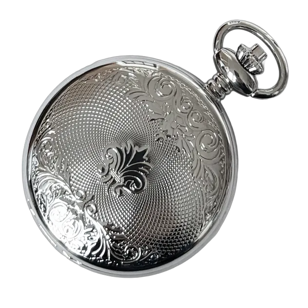 Lommeur herre stål, synleg urverk, opptrekk